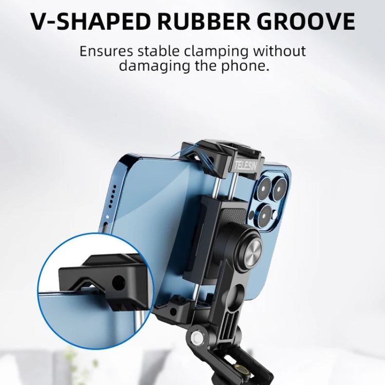 Telesin  Mobile Phone Clip 360 Degree Rotating Desktop Bracket With Cold Shoe Mount, Phone Clip