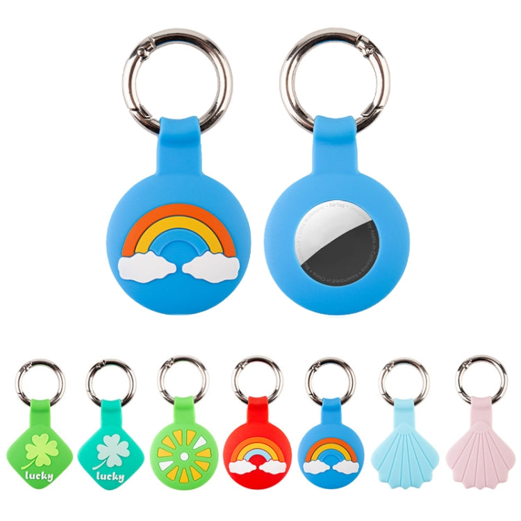 For AirTag 2nd Gen / AirTag 1st Gen Cartoon Tracker Silicone Case Anti-Lost Device Protective Cover, Shell Pink, Shell Blue, Rainbow, Colorful Blue, Orange Green, Four-leaf 1, Four-leaf Green