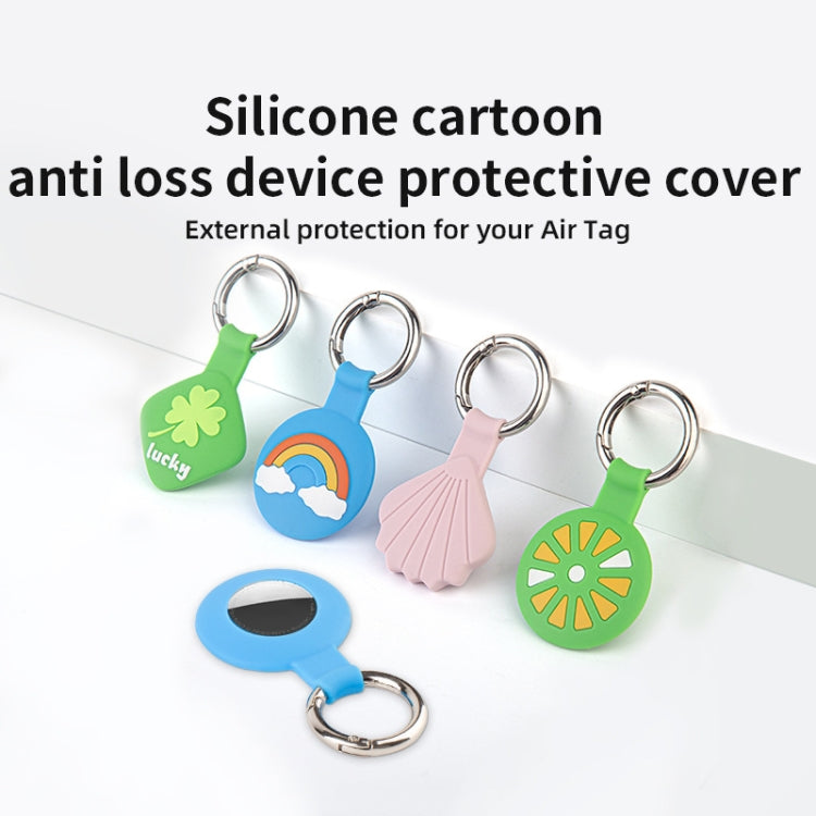 For AirTag 2nd Gen / AirTag 1st Gen Cartoon Tracker Silicone Case Anti-Lost Device Protective Cover, Shell Pink, Shell Blue, Rainbow, Colorful Blue, Orange Green, Four-leaf 1, Four-leaf Green