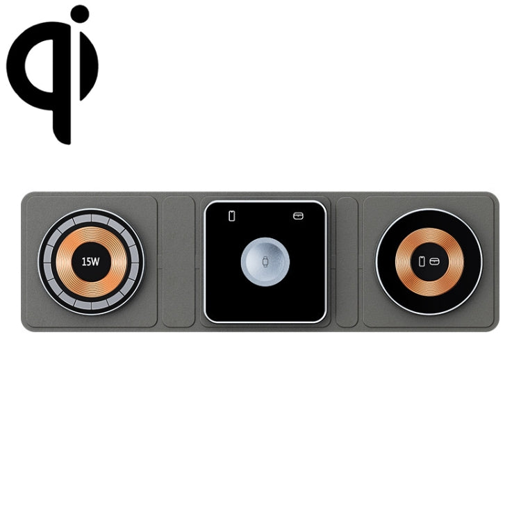 XH-X8 15W 3-in-1 MagSafe Foldable Mini Magnetic Mobile Phone Earphone Watch Wireless Charger, XH-X8