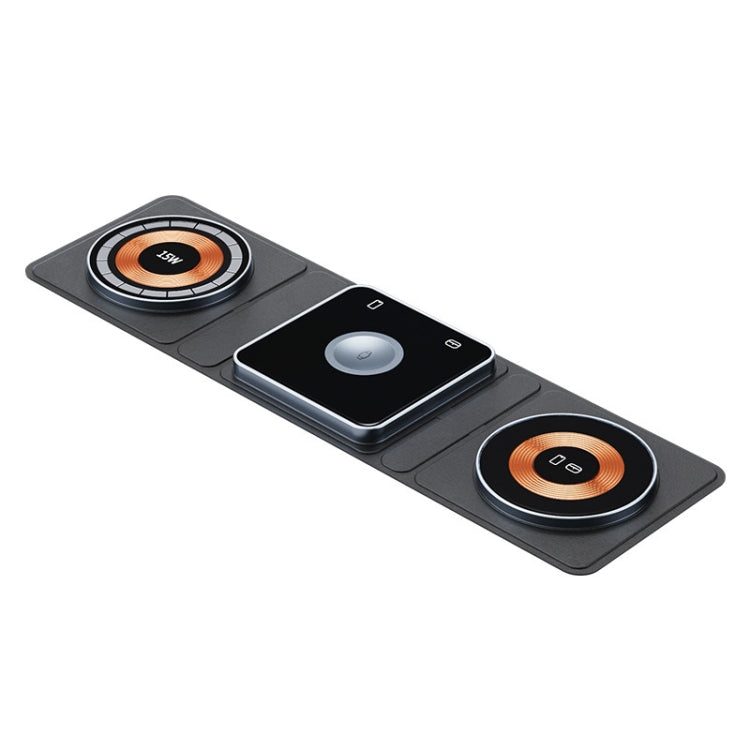 XH-X8 15W 3-in-1 MagSafe Foldable Mini Magnetic Mobile Phone Earphone Watch Wireless Charger, XH-X8