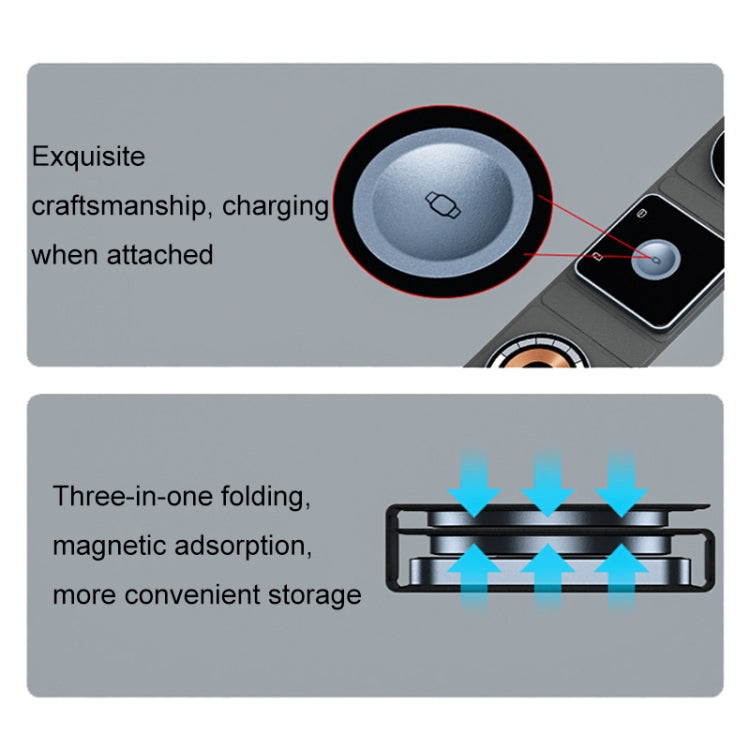 XH-X8 15W 3-in-1 MagSafe Foldable Mini Magnetic Mobile Phone Earphone Watch Wireless Charger, XH-X8