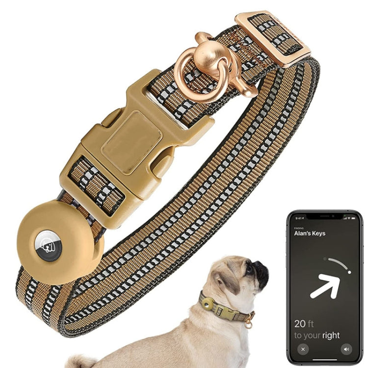 For AirTag 2nd Gen / AirTag 1st Gen Tracker Silicone Sleeve Medium Dog Collar Nylon Reflective Anti-Tangle Pet Collar, M, L