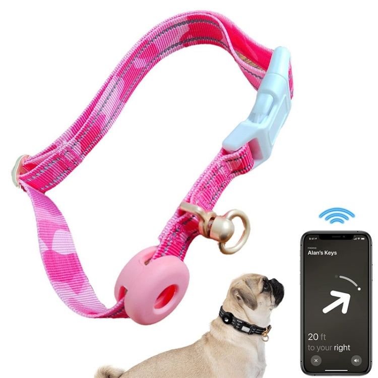 For AirTag 2nd Gen / AirTag 1st Gen Tracker Silicone Sleeve Medium Dog Collar Nylon Reflective Anti-Tangle Pet Collar, M, L