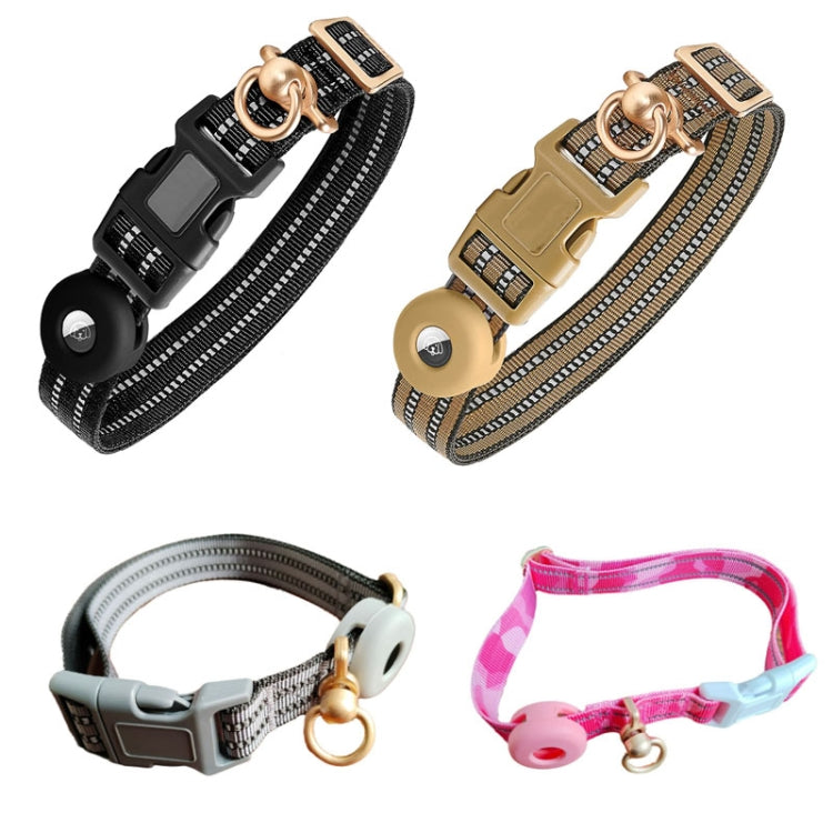 For AirTag 2nd Gen / AirTag 1st Gen Tracker Silicone Sleeve Medium Dog Collar Nylon Reflective Anti-Tangle Pet Collar, M, L