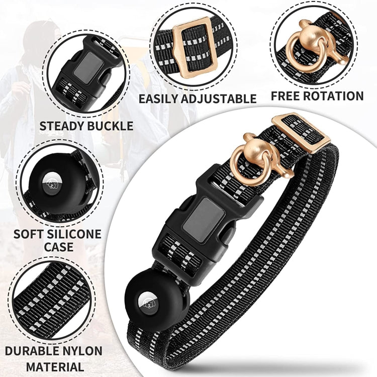For AirTag 2nd Gen / AirTag 1st Gen Tracker Silicone Sleeve Medium Dog Collar Nylon Reflective Anti-Tangle Pet Collar, M, L