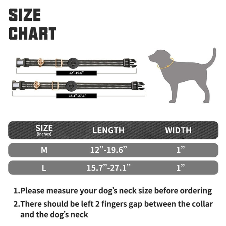For AirTag 2nd Gen / AirTag 1st Gen Tracker Silicone Sleeve Medium Dog Collar Nylon Reflective Anti-Tangle Pet Collar, M, L
