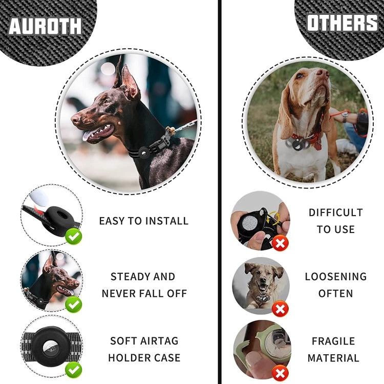 For AirTag 2nd Gen / AirTag 1st Gen Tracker Silicone Sleeve Medium Dog Collar Nylon Reflective Anti-Tangle Pet Collar, M, L