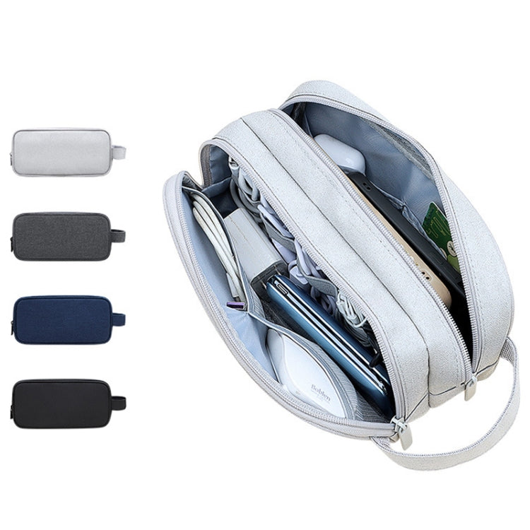 SM09 Double-layer Large Capacity Digital Accessories Storage Bag, Gray, Black, Navy Blue, Dark Gray