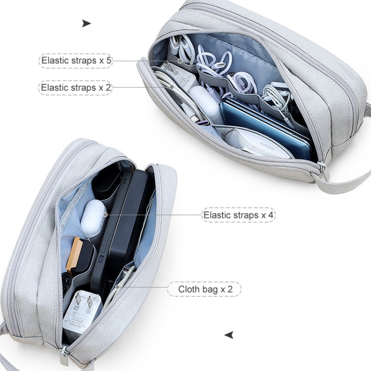 SM09 Double-layer Large Capacity Digital Accessories Storage Bag, Gray, Black, Navy Blue, Dark Gray