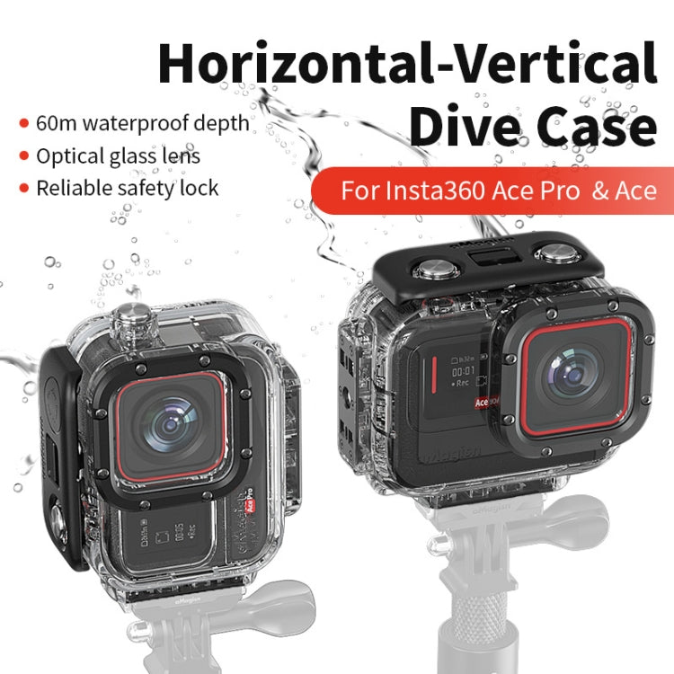 aMagisn Horizontal and Vertical Shooting Dive Shell 60m Waterproof Shell Accessories, For Insta360 Ace Pro, For Insta360 Ace