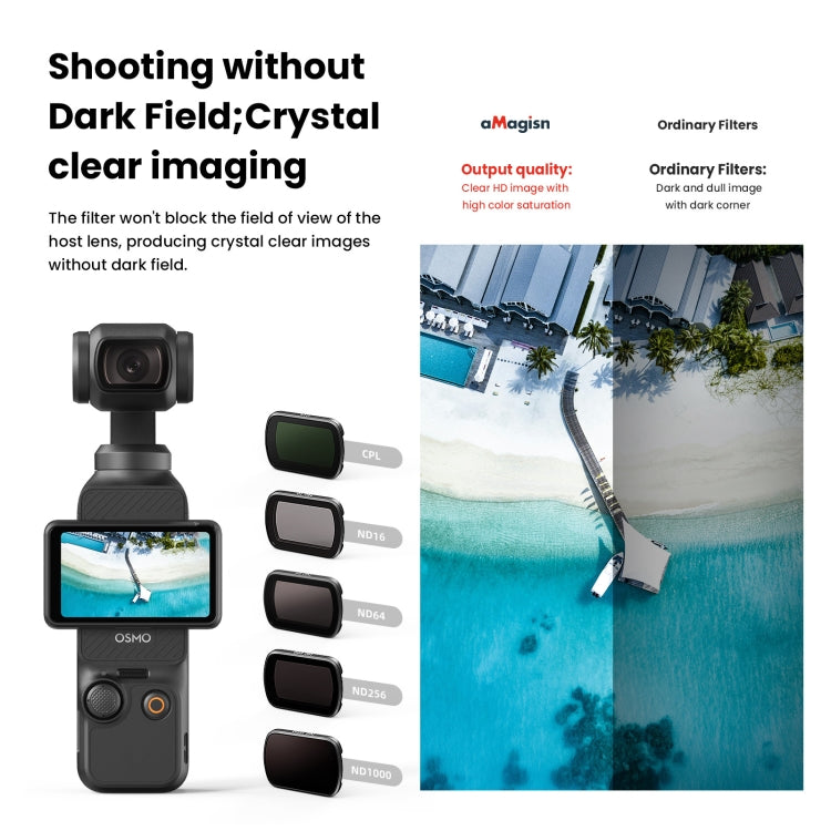For DJI Osmo Pocket 3 aMagisn HD Double Sided Coated Filters Sports Camera Protective Goggles, CPL, ND16+ND64+ND256 + CPL, ND16+ND64+ND256+ND1000