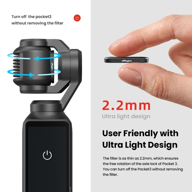 For DJI Osmo Pocket 3 aMagisn HD Double Sided Coated Filters Sports Camera Protective Goggles, CPL, ND16+ND64+ND256 + CPL, ND16+ND64+ND256+ND1000