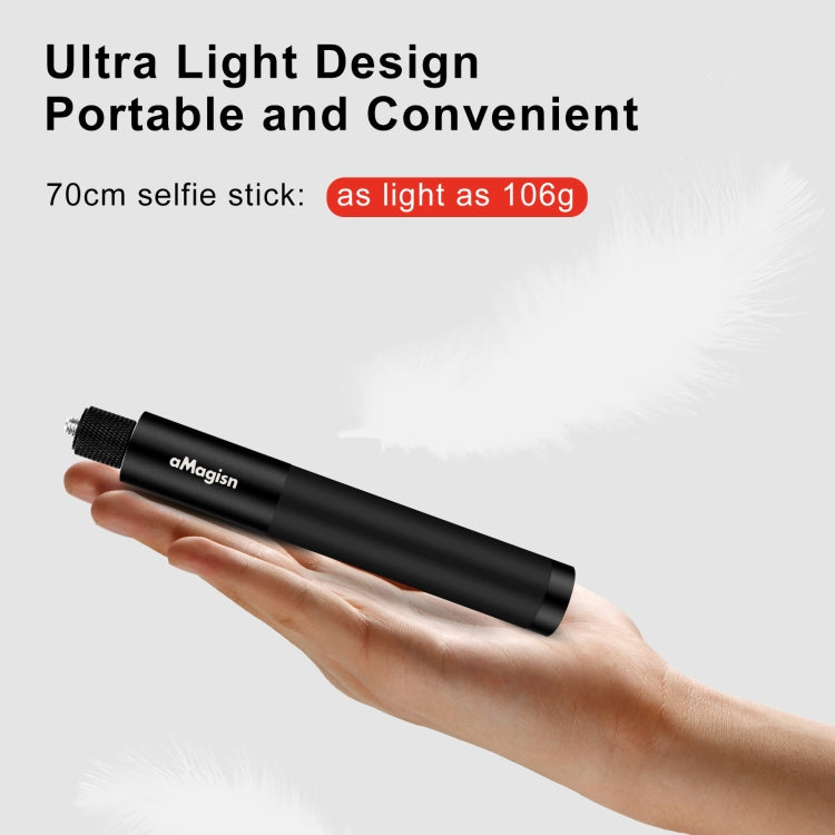 aMagisn 70cm Invisible Straight Pull Selfie Stick Sports Camera Accessories, Single Rod, Rod+1/4 Turn 3 Jaw+Screw, Rod+1/4 Turn 3 Jaw+Screw+Phone Clip