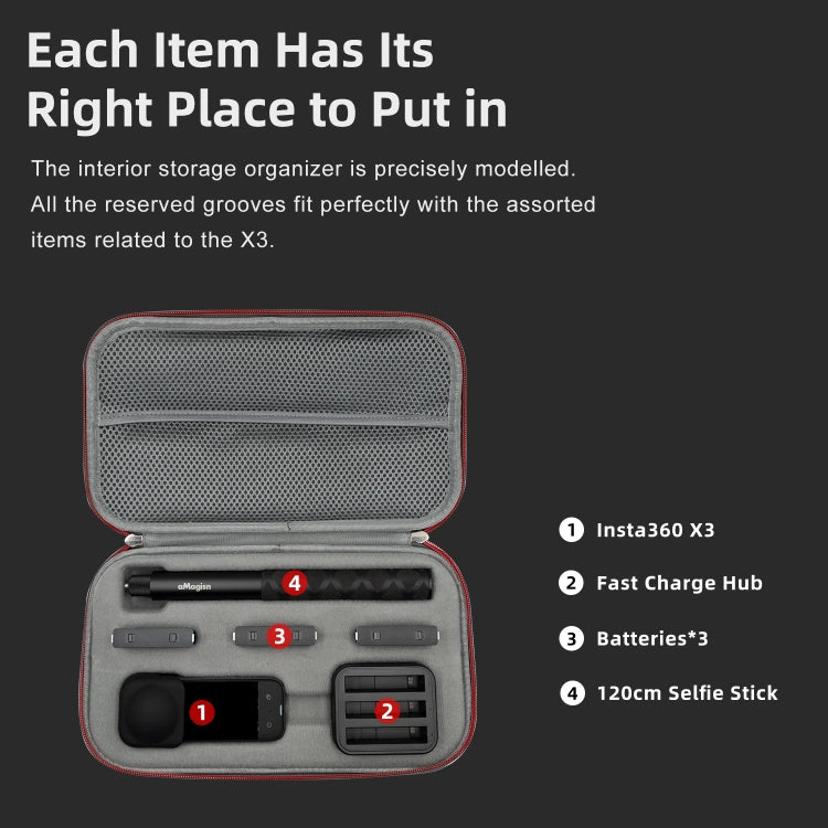 For Insta360 X3 AMagisn Medium Storage Pack Protection Accessories, For Insta360 X3