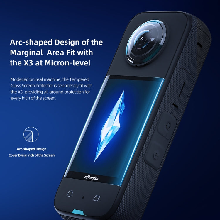 For Insta360 X3 aMagisn Screen Tempered Film Protection Sports Camera Accessories, 1set, 2sets