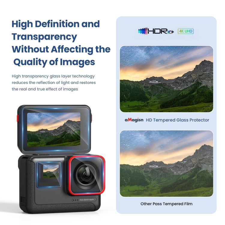 For Insta360 ACE aMagisn Tempered Film Protective Stickers Sports Camera Accessories, 3 In 1, 6 In 1