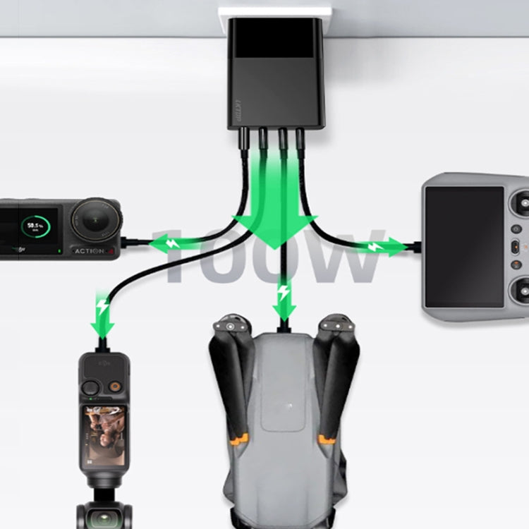 LKTOP 100W Gallium Nitride Fast Charger AC Adapter With 3 USB-C/Type-C+1 USB-A Port, US Plug