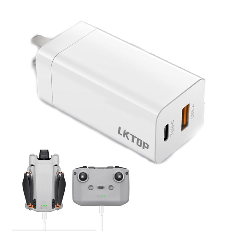 For DJI Mavic Series LKTOP 65W GaN Charger AC Adapter with USB-C and USB-A Port, US Plug