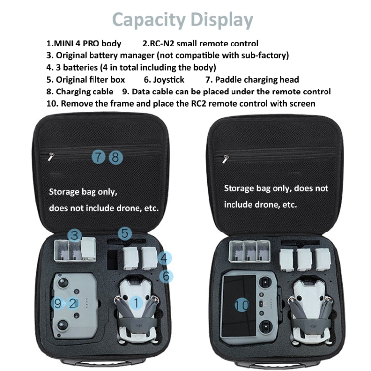 For DJI Mini 4 Pro Drone Storage Bag Box Shoulder Bag Suitcase, M4-002