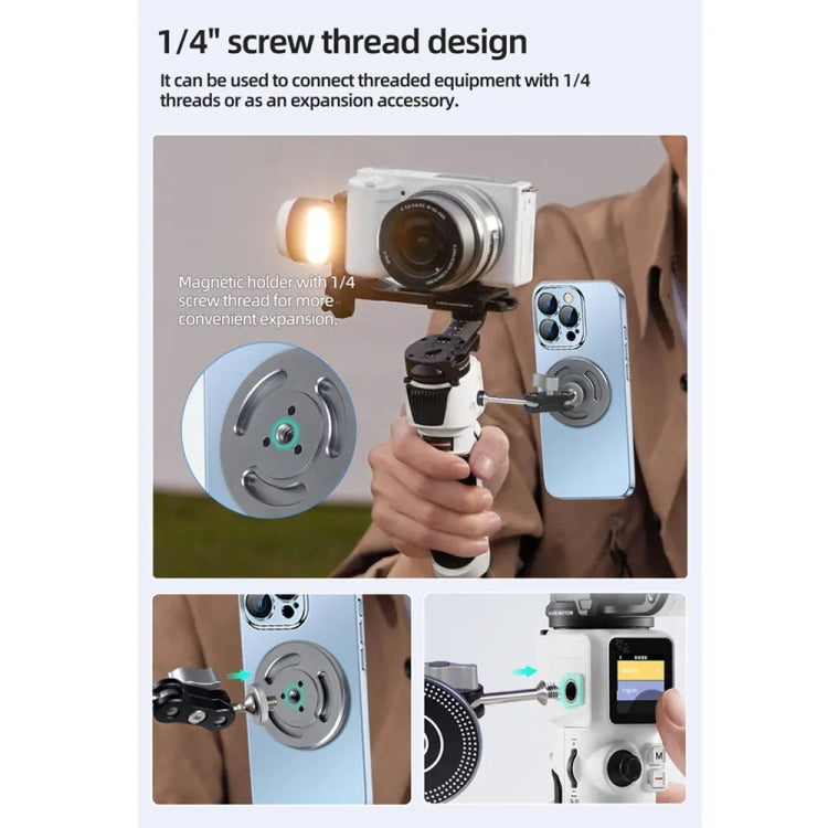 Magnetic Phone Holder with 1/4 Inch Hole for Tripod Magic Arm, with 1/4 Inch Hole