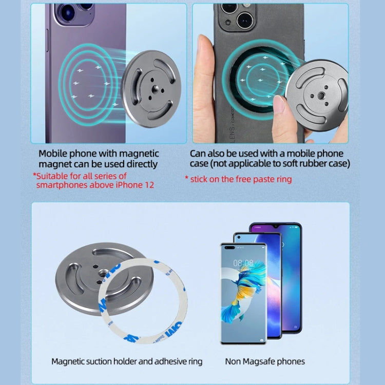 Magnetic Phone Holder with 1/4 Inch Hole for Tripod Magic Arm, with 1/4 Inch Hole