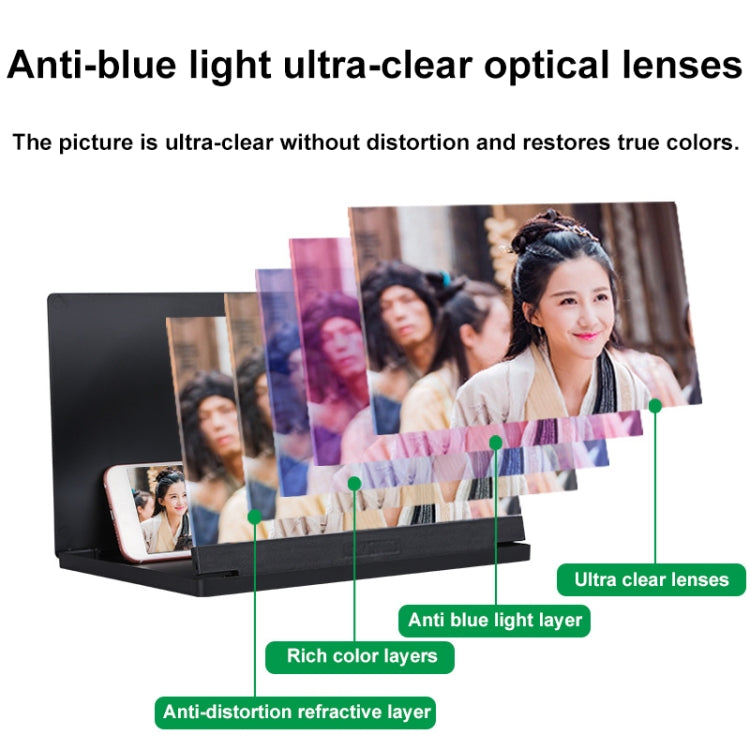 Portable Folding Phone Screen Amplifier HD Anti-Blue Light Magnifying Glass, 10 inch, 12 inch
