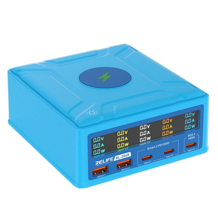 RELIFE RL-304R 5-Port 260W GaN Smart USB Fast Charger With 15W Wireless Chargind LCD Display, RL-304R  US Plug, RL-304R EU Plug