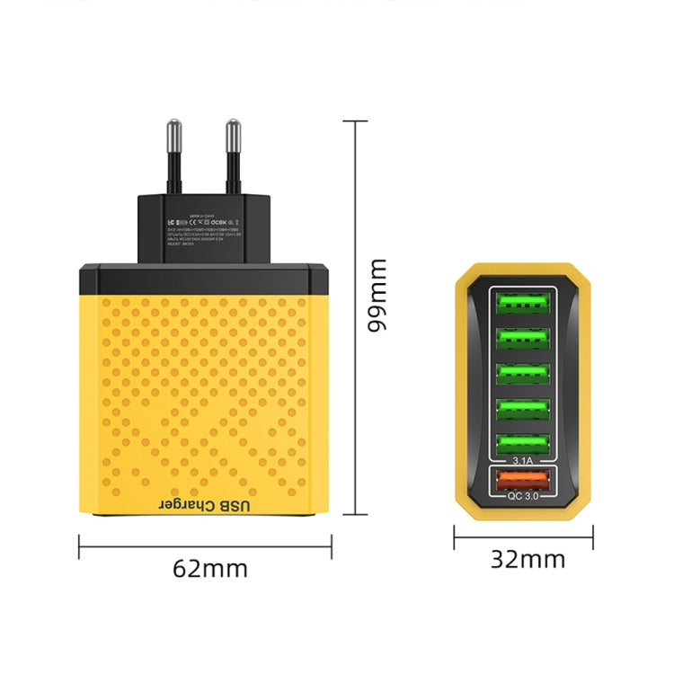 Chargeur de voyage USB multifonction à 6 ports, charge rapide, adaptateur secteur