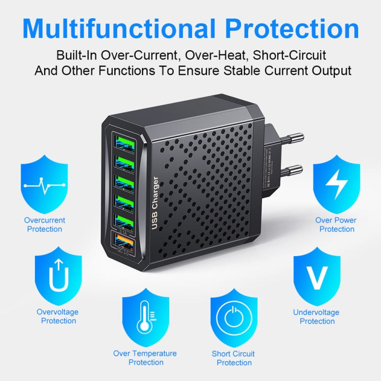 Chargeur de voyage USB multifonction à 6 ports, charge rapide, adaptateur secteur