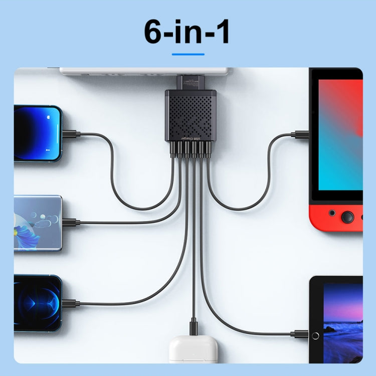 Chargeur de voyage USB multifonction à 6 ports, charge rapide, adaptateur secteur