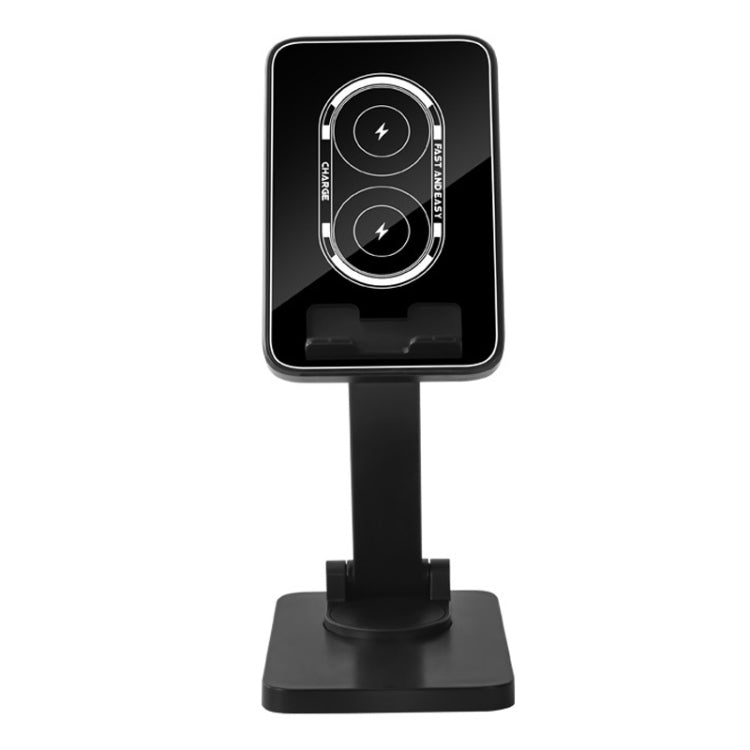 15W Desktop Wireless Charging Rotating Phone Holder Lazy Tablet Folding Lifting Bracket, Rotating (Black)