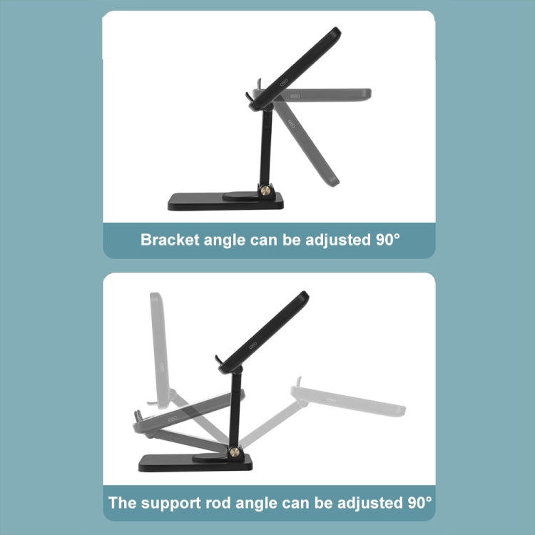 15W Desktop Wireless Charging Rotating Phone Holder Lazy Tablet Folding Lifting Bracket, Rotating (Black)