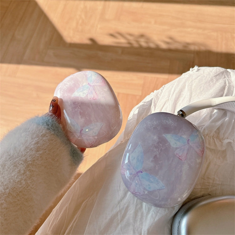 For AirPods Max 1Pair Marble Textured Butterfly Pattern Headphone Silicone Case, Butterfly