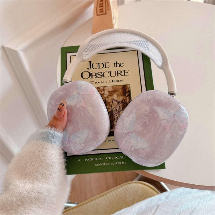 For AirPods Max 1Pair Marble Textured Butterfly Pattern Headphone Silicone Case, Butterfly