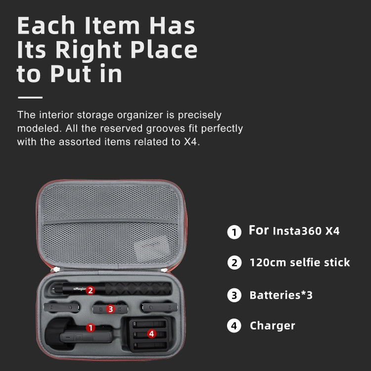 For Insta360 X5 / X4 aMagisn Medium Storage Bag Clutch Bag Protective Case, Medium