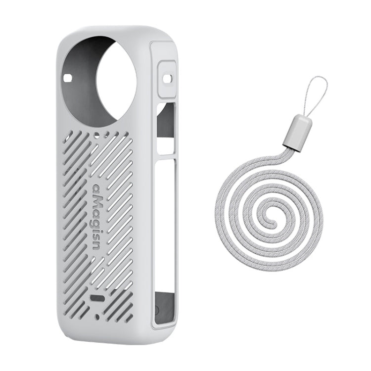 For Insta360 X4 AMagisn Silicone Protective Cover, Body Case + Lens Cover Black, Body Case + Lens Cover Gray, Body Case Black, Body Case Gray, Lens Cover Black, Lens Cover Gray