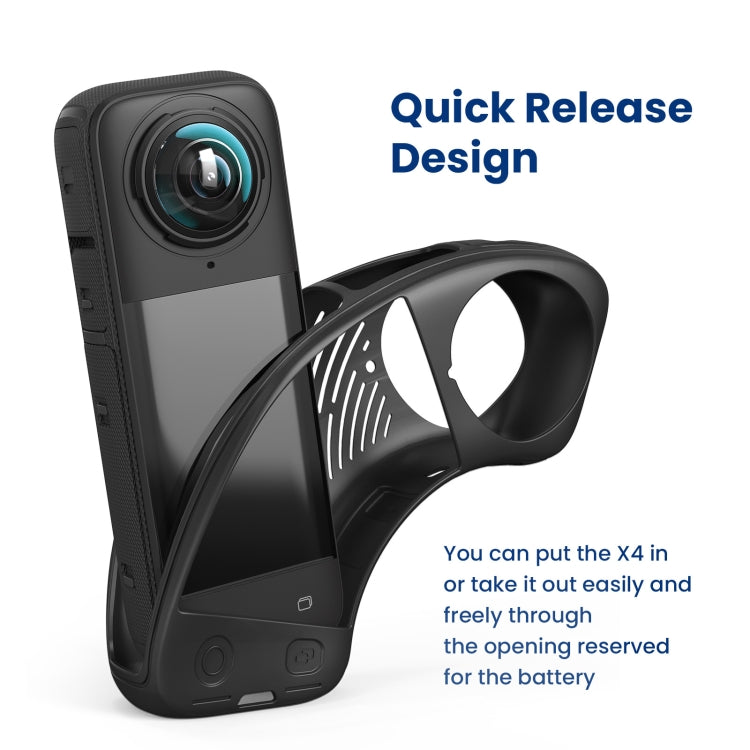 For Insta360 X4 AMagisn Silicone Protective Cover, Body Case + Lens Cover Black, Body Case + Lens Cover Gray, Body Case Black, Body Case Gray, Lens Cover Black, Lens Cover Gray