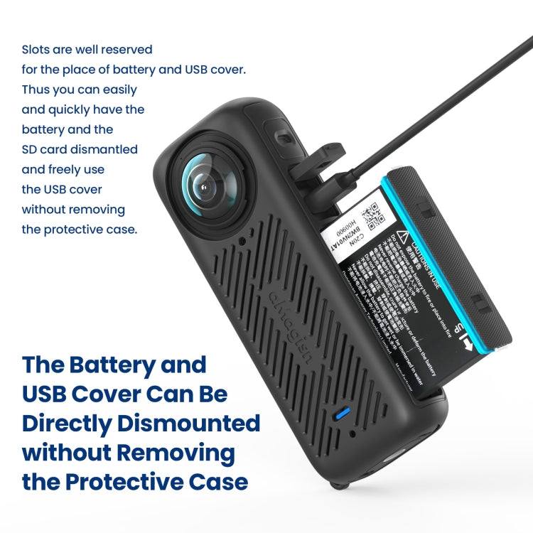 For Insta360 X4 AMagisn Silicone Protective Cover, Body Case + Lens Cover Black, Body Case + Lens Cover Gray, Body Case Black, Body Case Gray, Lens Cover Black, Lens Cover Gray