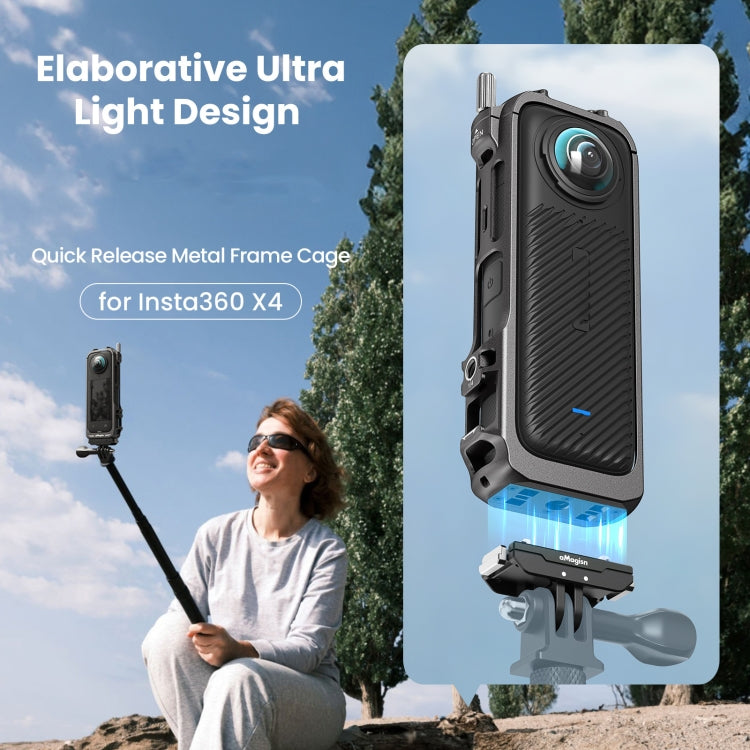 For Insta360 X4 aMagisn Metal Protective Housing Frame Quick Release Version, Quick Release Version