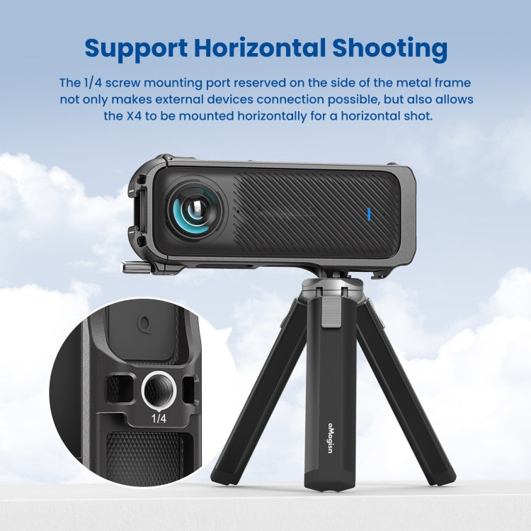 For Insta360 X4 aMagisn Metal Protective Housing Frame Quick Release Version, Quick Release Version
