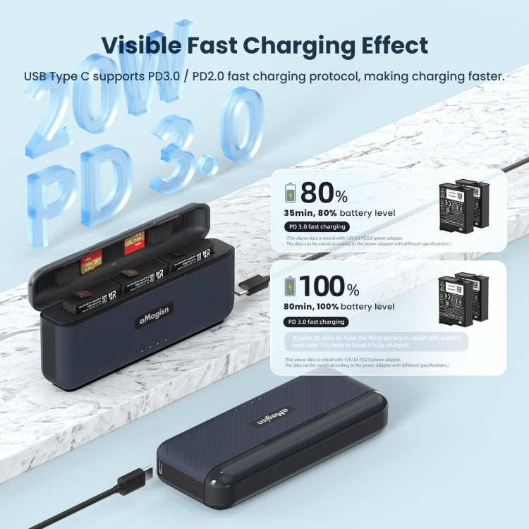 For DJI Action 4 / 3 aMagisn Fast Charge Charging Box Charger Sports Camera Accessories, For DJI Action 4 / 3