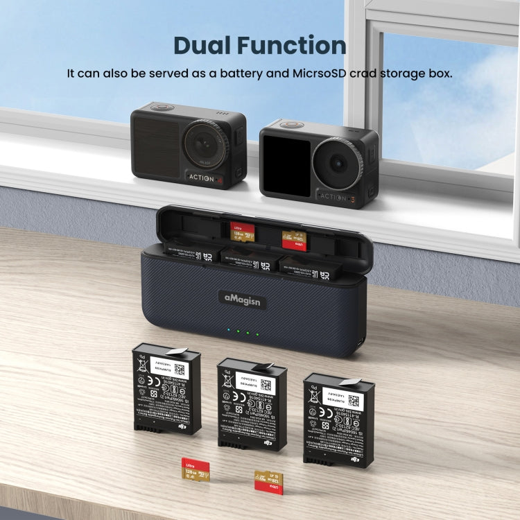For DJI Action 4 / 3 aMagisn Fast Charge Charging Box Charger Sports Camera Accessories, For DJI Action 4 / 3