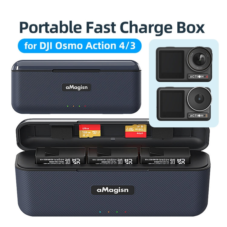 For DJI Action 4 / 3 aMagisn Fast Charge Charging Box Charger Sports Camera Accessories, For DJI Action 4 / 3