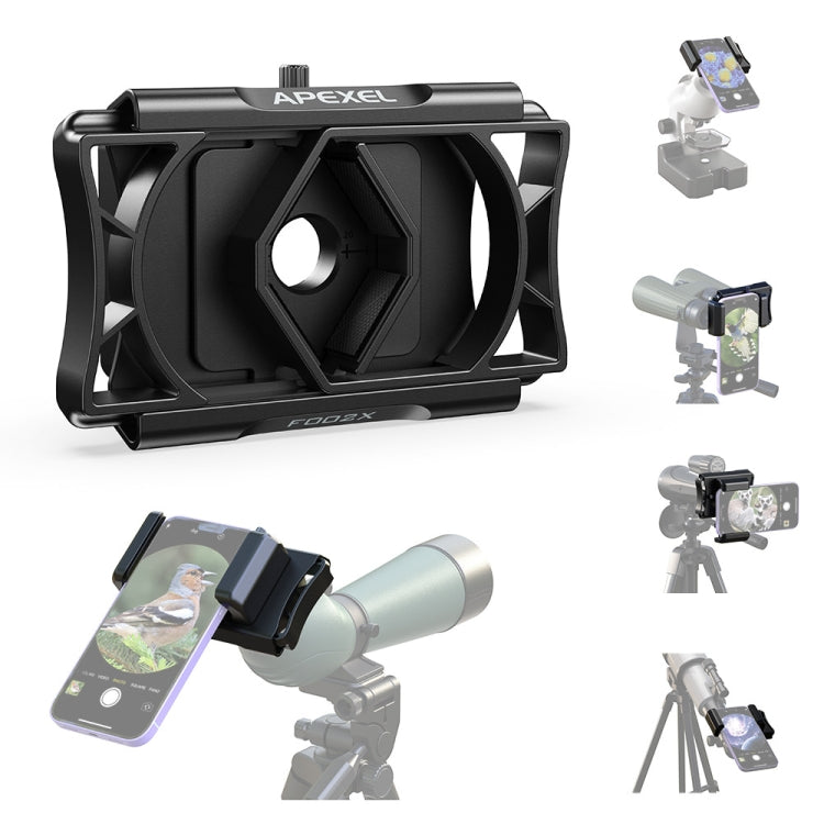APEXEL F002X Universal Phone Adapter for Monoculars Binoculars Smartphone Holder Clip, F002X Black