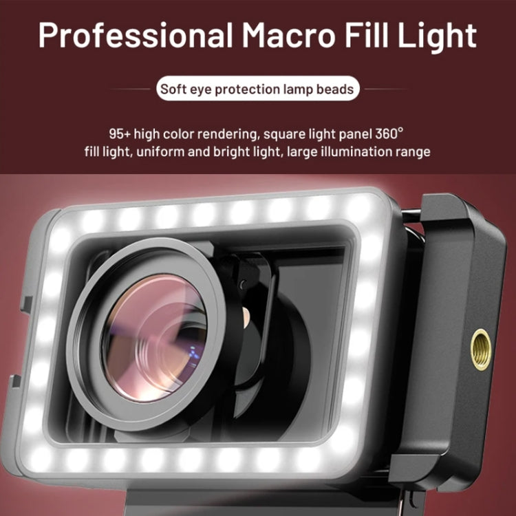 APEXEL 15X  Macro Lens With LED Fill Light Phone Holder Clamp, APL-FL23M15-Z