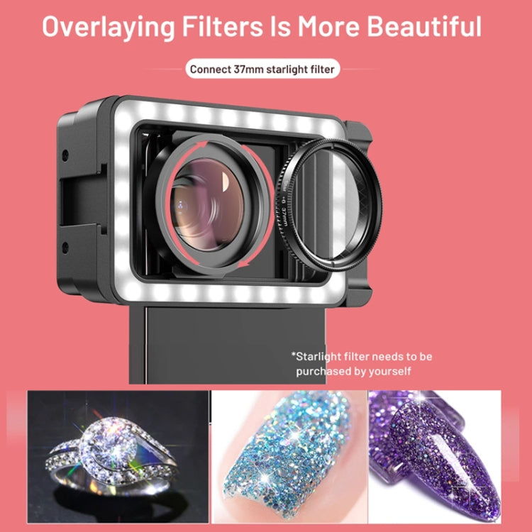 APEXEL 15X  Macro Lens With LED Fill Light Phone Holder Clamp, APL-FL23M15-Z