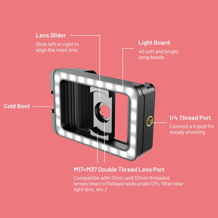 APEXEL 15X  Macro Lens With LED Fill Light Phone Holder Clamp, APL-FL23M15-Z