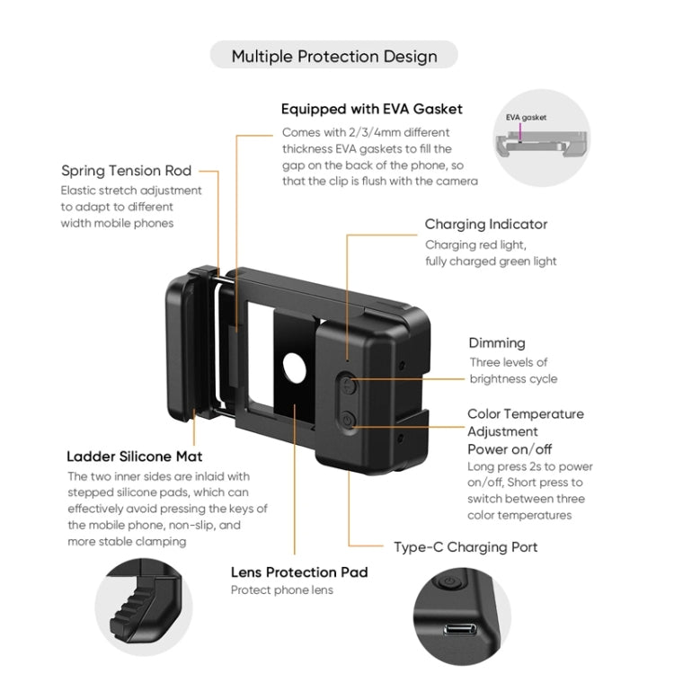 APEXEL 4K HD 100mm Macro Lens With LED Fill Light Set for Smartphones, APL-HB100FL23-Z