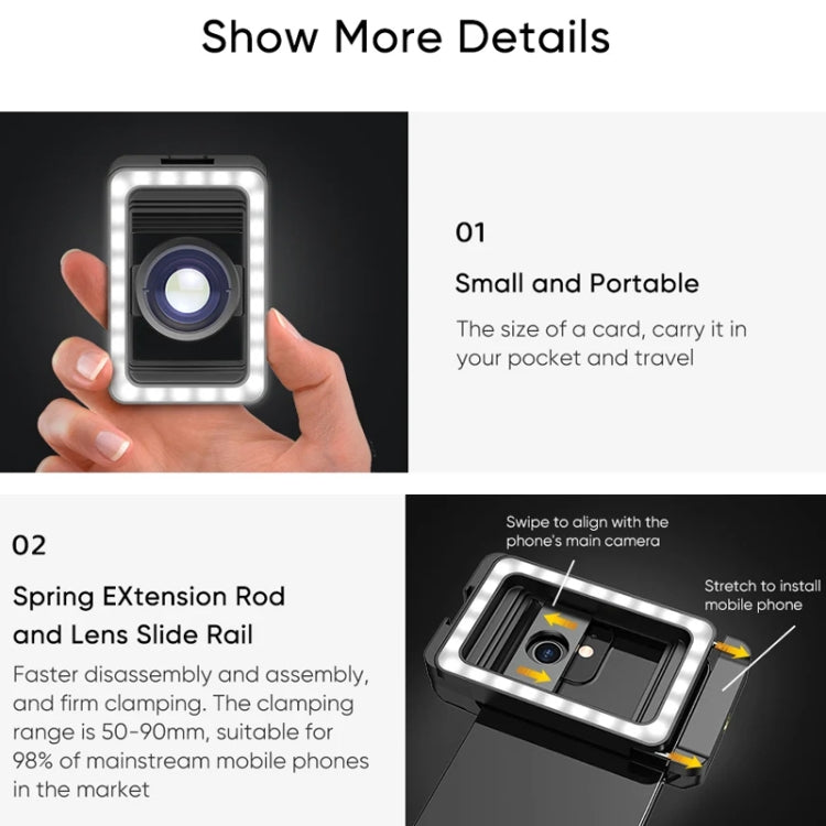 APEXEL 4K HD 100mm Macro Lens With LED Fill Light Set for Smartphones, APL-HB100FL23-Z